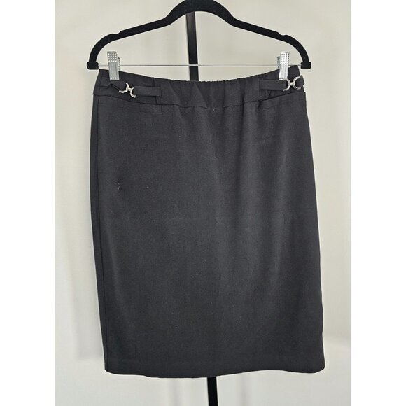 Women's  BRIGGS A-Line Skirt Pull on Elastic Waist Knee Length  Black SZ 10 - Picture 1 of 6